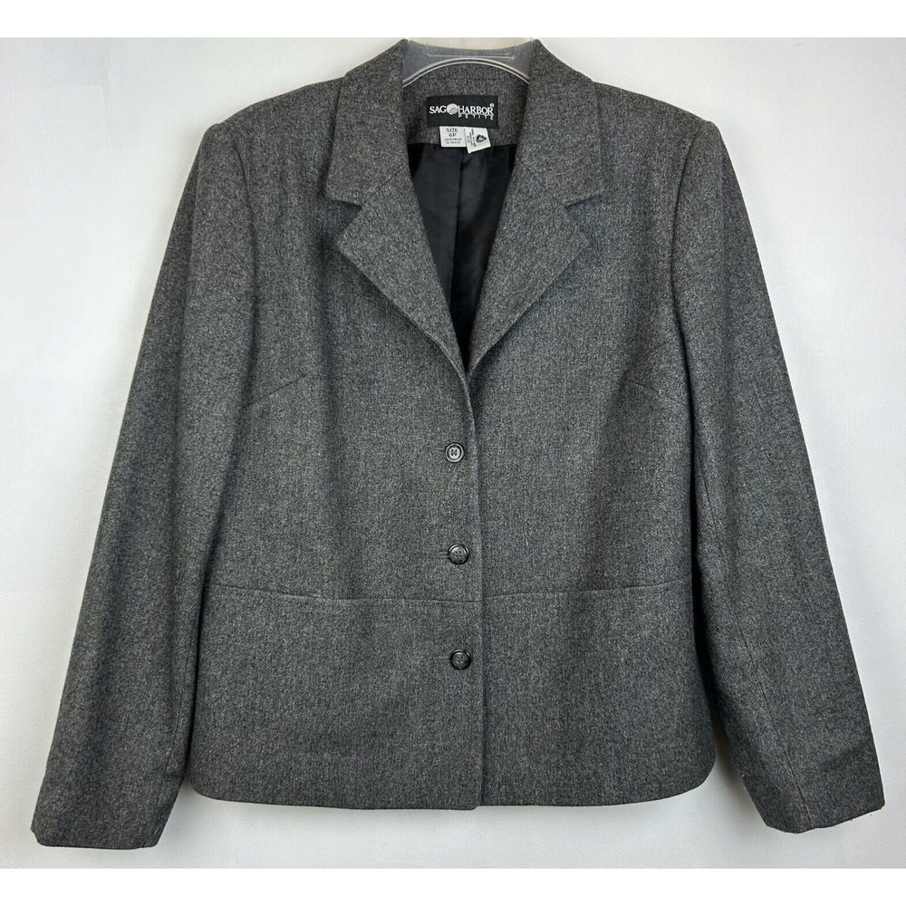 Vtg Blazer Womens 6 P Jacket Gray Wool Blend 3 Button Petite Old Money Capsule